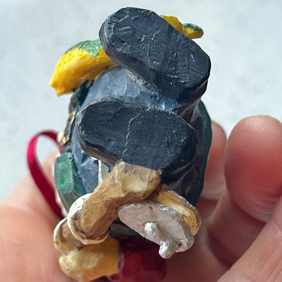 Hand-Carved Santa Fisherman Christmas Ornament With Fishing Pole & Fish - Picture 6 of 7